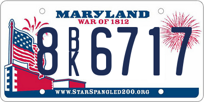 MD license plate 8BK6717