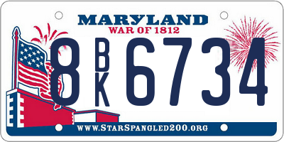 MD license plate 8BK6734