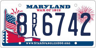MD license plate 8BK6742