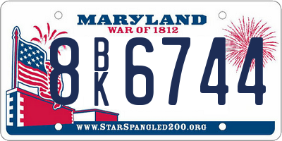 MD license plate 8BK6744