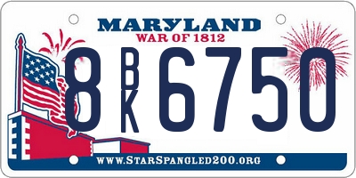 MD license plate 8BK6750