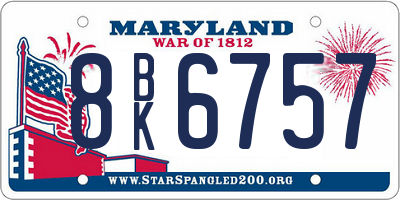MD license plate 8BK6757