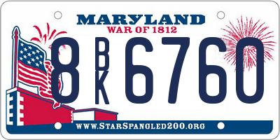 MD license plate 8BK6760