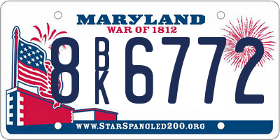 MD license plate 8BK6772