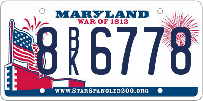 MD license plate 8BK6778