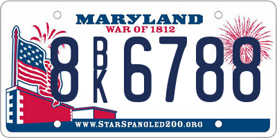 MD license plate 8BK6788