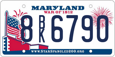 MD license plate 8BK6790
