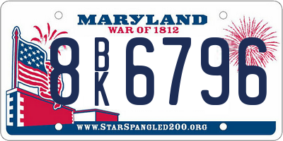 MD license plate 8BK6796