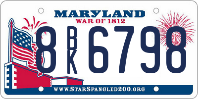 MD license plate 8BK6798