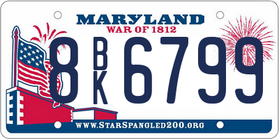 MD license plate 8BK6799