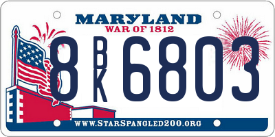 MD license plate 8BK6803