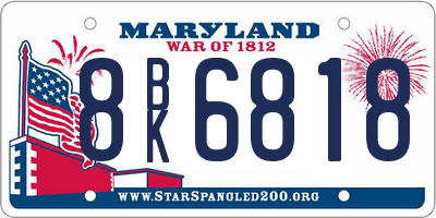MD license plate 8BK6818