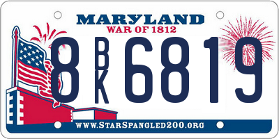 MD license plate 8BK6819