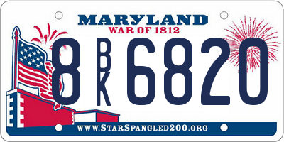 MD license plate 8BK6820