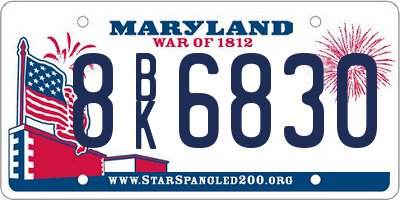 MD license plate 8BK6830