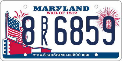 MD license plate 8BK6859