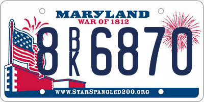 MD license plate 8BK6870
