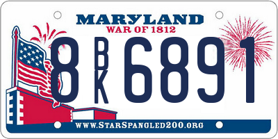 MD license plate 8BK6891
