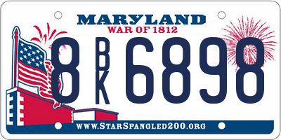 MD license plate 8BK6898