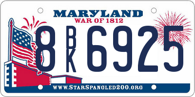MD license plate 8BK6925