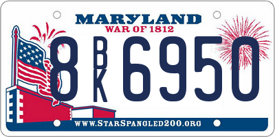 MD license plate 8BK6950