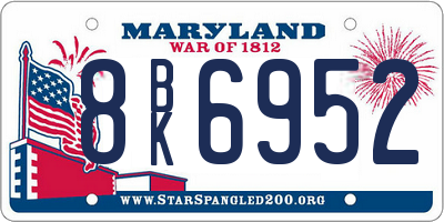 MD license plate 8BK6952