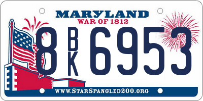 MD license plate 8BK6953