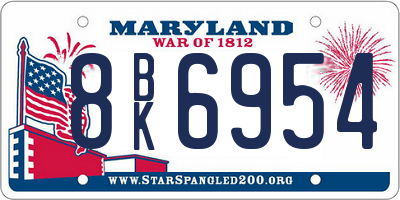 MD license plate 8BK6954