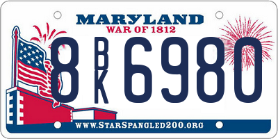 MD license plate 8BK6980