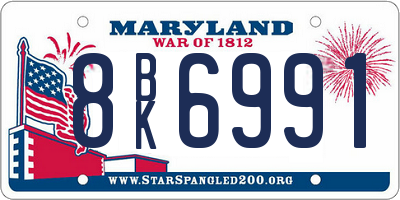 MD license plate 8BK6991