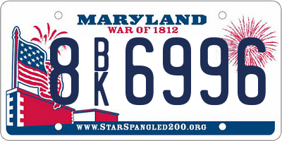MD license plate 8BK6996