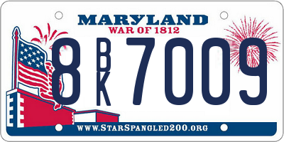 MD license plate 8BK7009