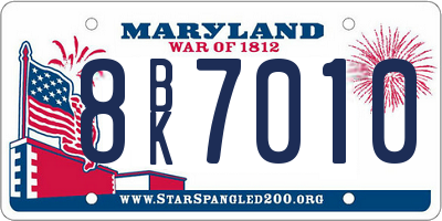 MD license plate 8BK7010
