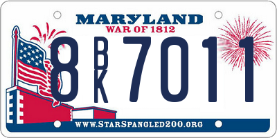 MD license plate 8BK7011