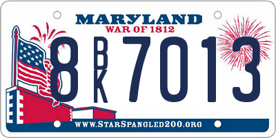 MD license plate 8BK7013