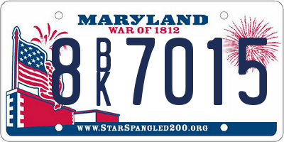 MD license plate 8BK7015