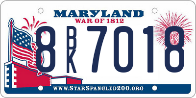 MD license plate 8BK7018