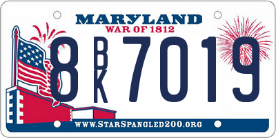 MD license plate 8BK7019