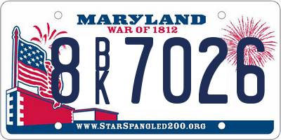 MD license plate 8BK7026
