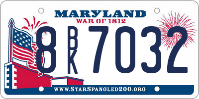 MD license plate 8BK7032