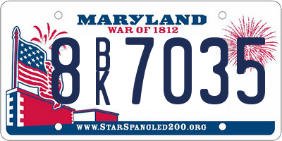 MD license plate 8BK7035