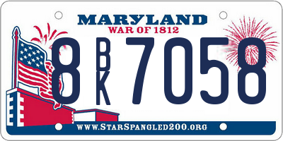 MD license plate 8BK7058