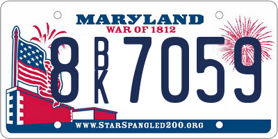 MD license plate 8BK7059