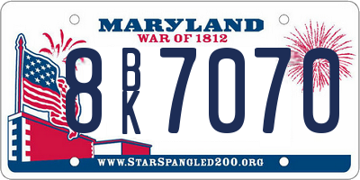 MD license plate 8BK7070