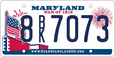 MD license plate 8BK7073