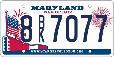 MD license plate 8BK7077