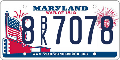 MD license plate 8BK7078