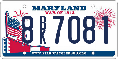 MD license plate 8BK7081