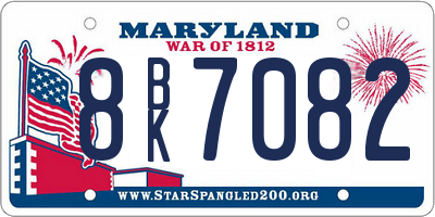 MD license plate 8BK7082