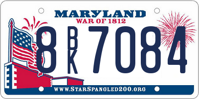 MD license plate 8BK7084